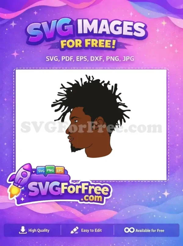 Free Man Brown Skin Free Natural Hair Afro Portrait Free SVG