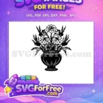 Free Marigold Flower Bouquet Free Ornate Vase New Silhouette Free SVG - Instant Download