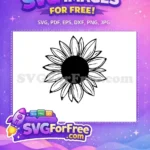 Free Black Sunflower Free Line Art New Silhouette Free SVG - Instant Download