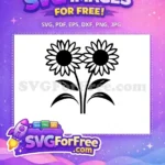 Free Two Sunflowers Silhouette Free Black Floral New Silhouette Free SVG - Instant Download
