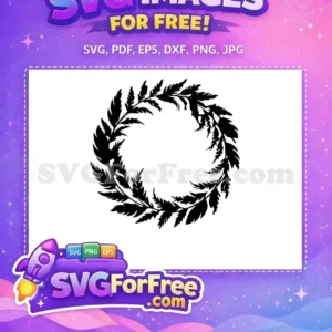 Free Black Leafy Wreath Free Delicate Fern Circle New Silhouette Free SVG