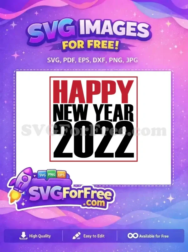 Free Red Happy Free Bold New Year 2022 Free SVG
