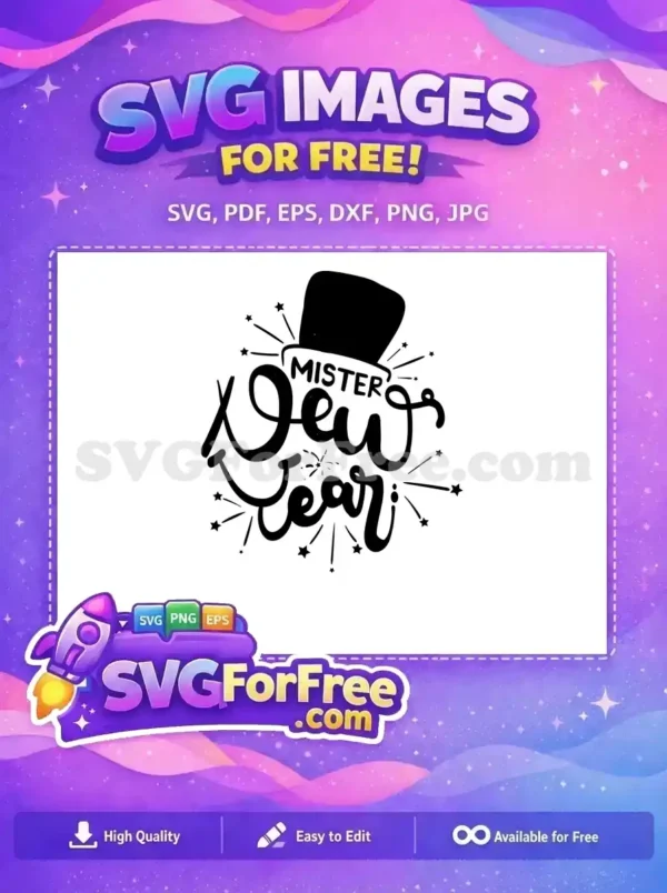 Free Mister Year Hat Free Stars Design New Year Free SVG
