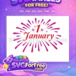 Free Red Number One Free January New Year Free SVG - Instant Download