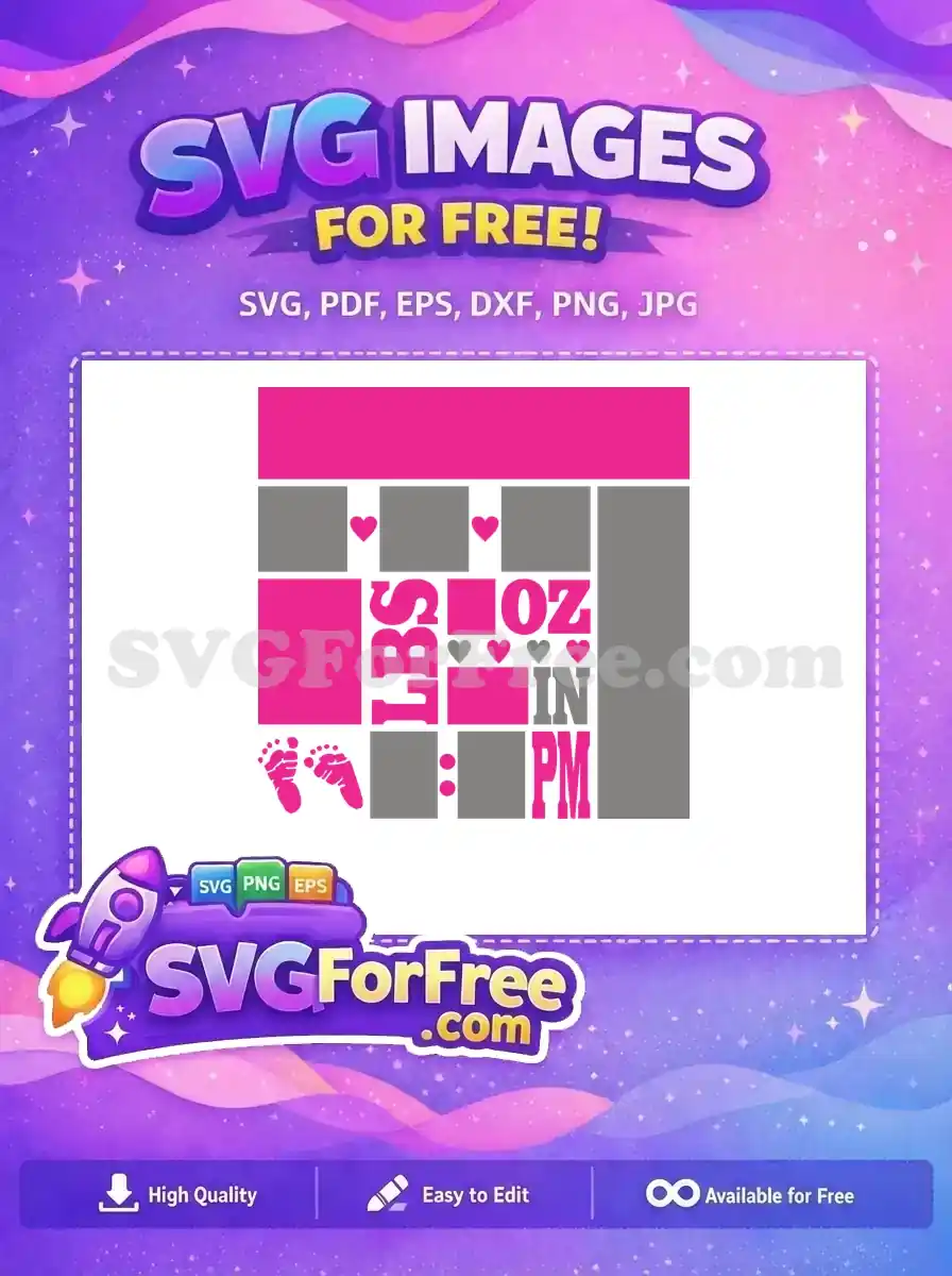 Free Newborn Stats Free Pink Footprints Newborn Free SVG
