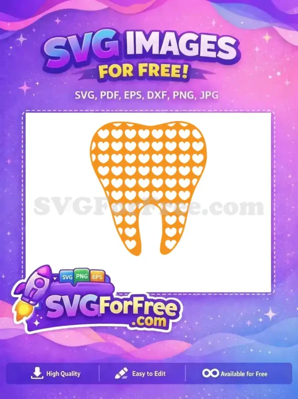 Free Orange Heart Tooth Free Dental Newborn Free SVG