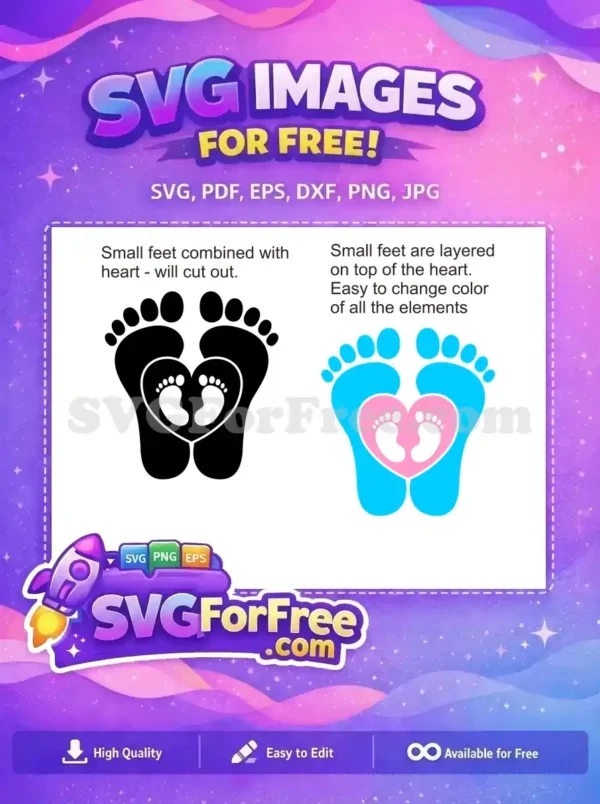 Free Baby Feet Free Heart Pink Blue Newborn Free SVG