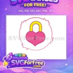 Free Pink Heart Lock Free Yellow Handle CareBears Free SVG - Instant Download