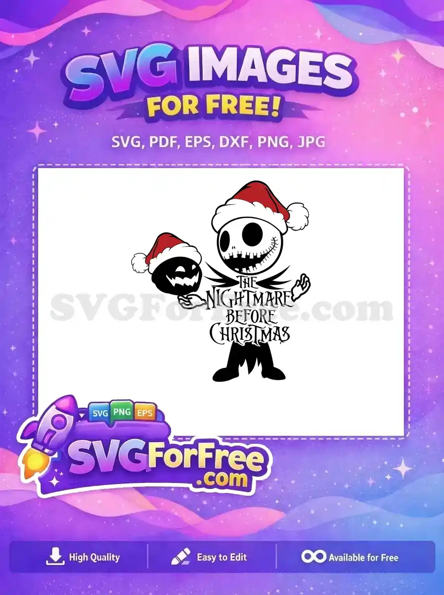 Free Santa Hat Jack Free Pumpkin Red Nightmare Before Christmas Free SVG