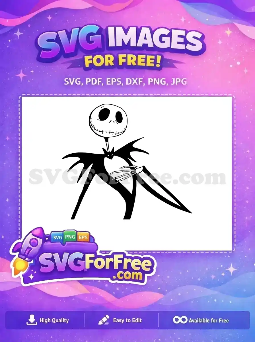 Free Smiling Jack Skellington Free Bat Suit Nightmare Before Christmas Free SVG