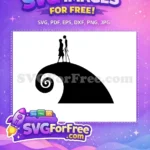 Free Jack and Sally Free Hilltop Scene Nightmare Free SVG - Instant Download