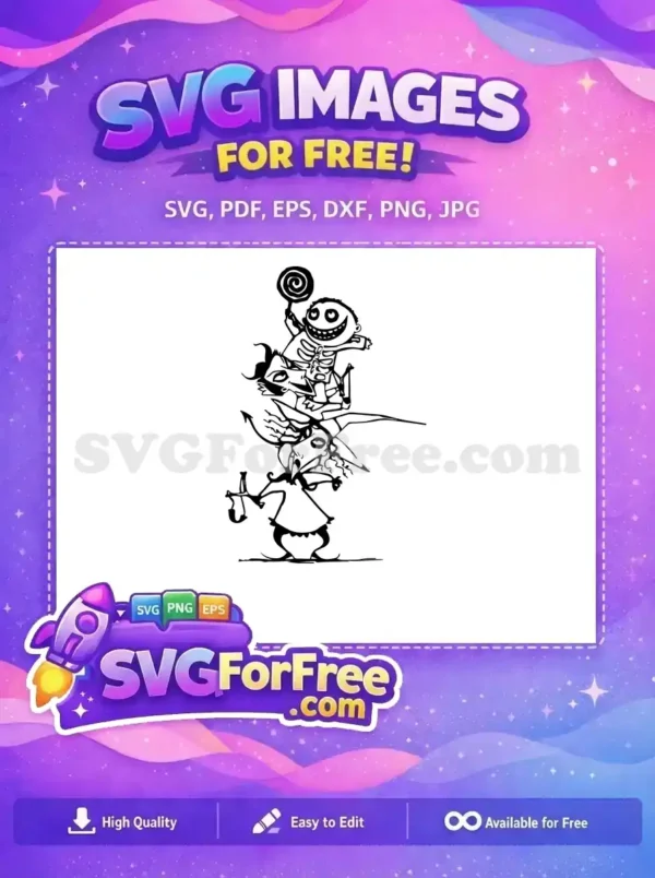 Free Stacked Lock Shock Barrel Free Smiling Holding Lollipop Nightmare Free SVG