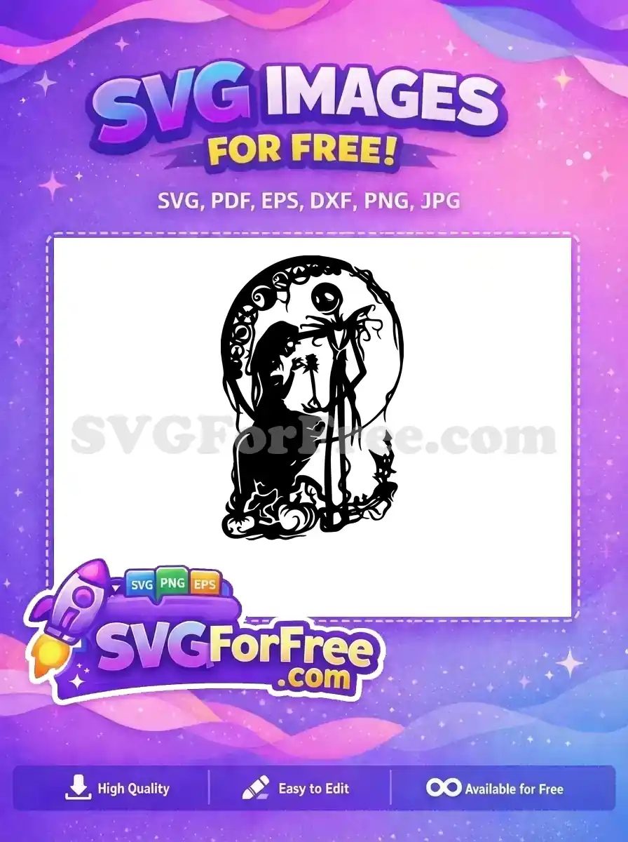 Free Jack and Sally Free Rose Silhouette Nightmare Before Christmas Free SVG