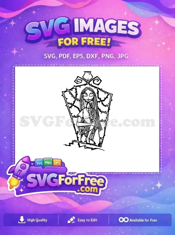 Free Sally Coffin Line Art Free Nightmare Before Christmas Free SVG
