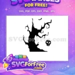 Free Spooky Tree Free Skull Silhouette Nightmare Before Christmas Free SVG - Instant Download