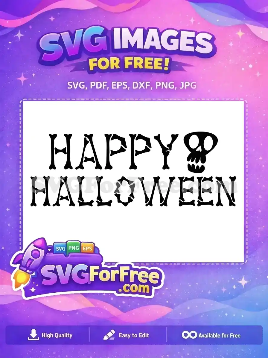 Free Bone Letters Free Spooky Skull Happy Halloween Free SVG