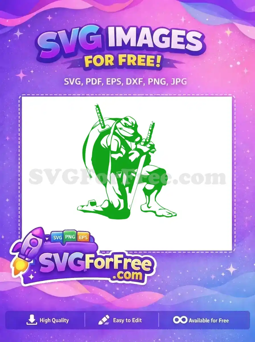 Free Green Ninja Turtle Free Kneeling Pose Teenage Free SVG