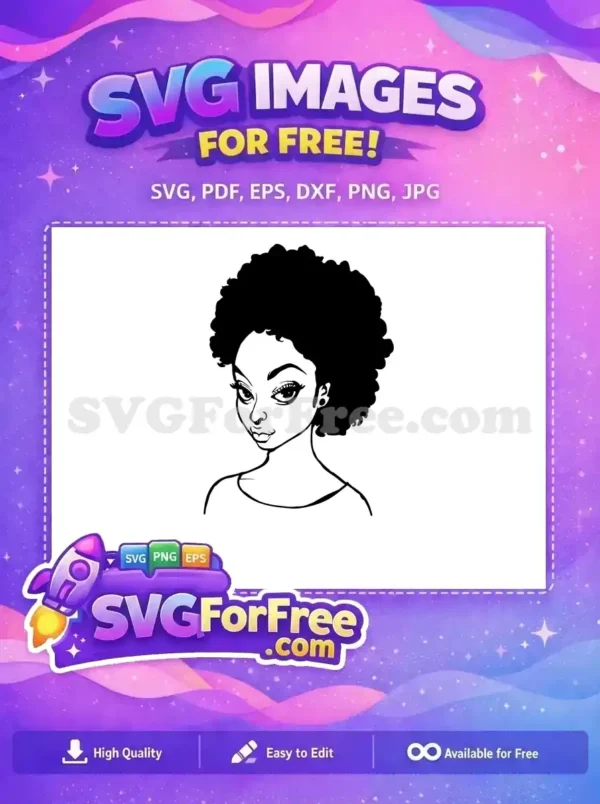 Free Afro Queen Design: Bold and Beautiful Free Vector Art A stunning free design of a woman with a magnificent afro, offering a bold, empowering aesthetic. Download your free vector now!