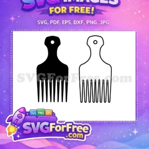 Explore this free solid black afro comb SVG, a powerful symbol of natural hair. An iconic, free design for all your creative needs.