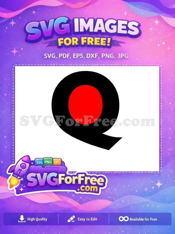 Free Q Logo Design – Bold Black & Red Initial SVG A striking free Q logo design, featuring a bold black stylized letter with a vibrant red circle. Perfect for free creative projects.