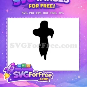 Free Abstract Blob SVG Design – Organic & Versatile Art A free abstract black blob shape SVG, resembling a ghostly figure or organic form, ideal for creative design projects.