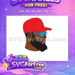 Free Red Cap Blue Sunglasses Free Bearded Afro American Cartoon Free SVG - Instant Download