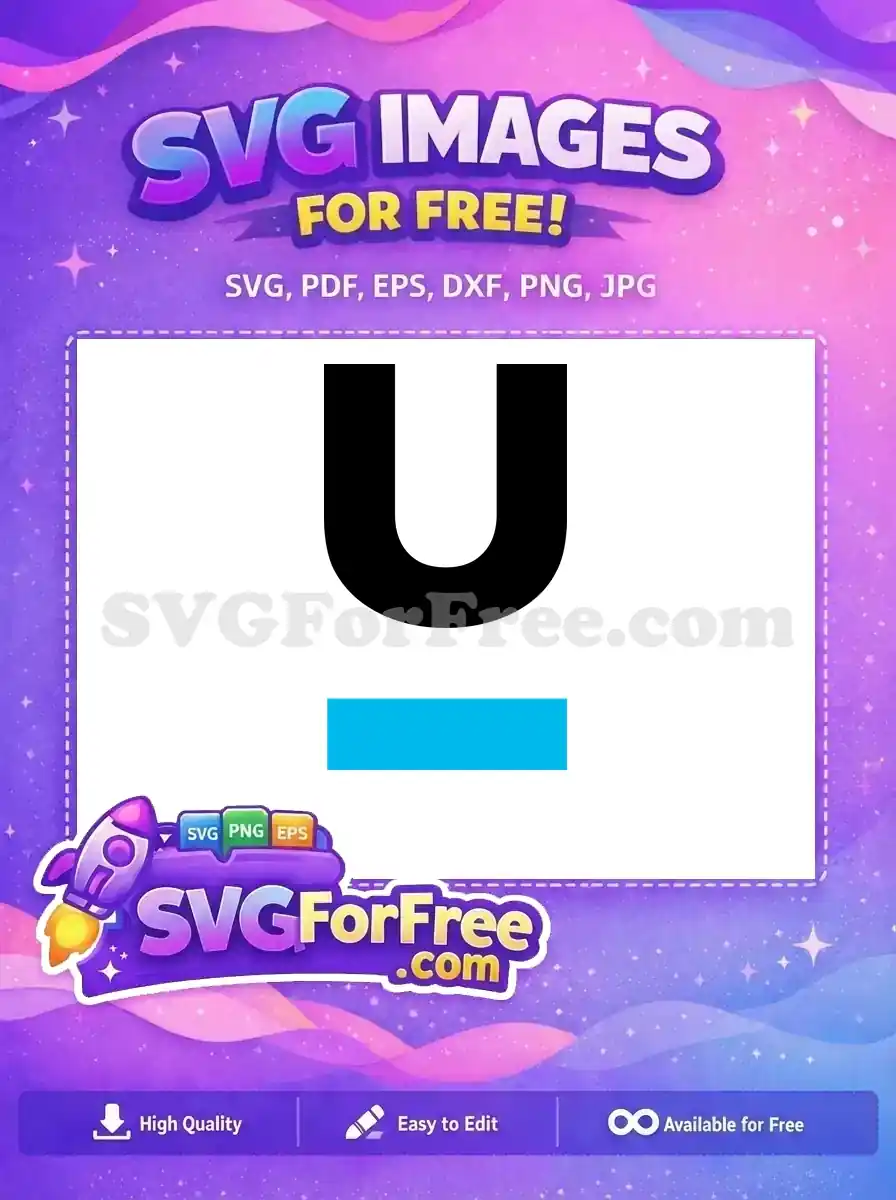 A free, bold black 'U' letter design with a vibrant blue bar, offering a versatile free SVG for various projects.