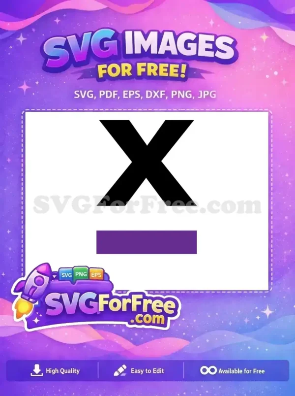 A crisp, free black 'X' mark symbol against a white background with a subtle purple base, ideal for UI and design, available for free.