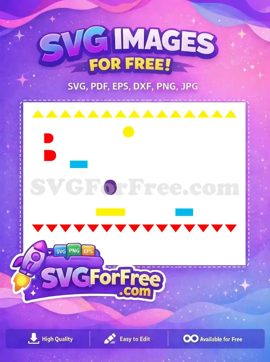 Free 1983 retro arcade game-style SVG design featuring colorful geometric shapes on a white background. Perfect free vector for nostalgic projects.