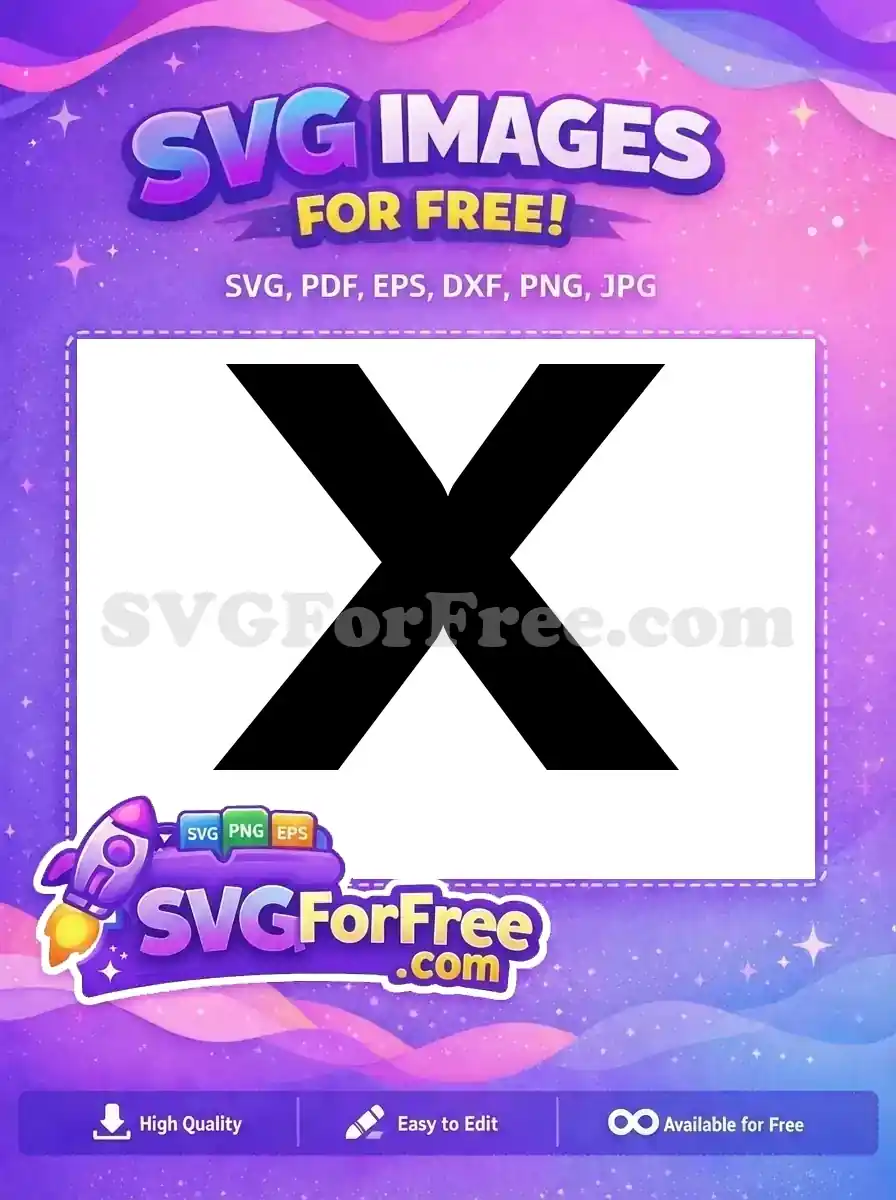 A crisp, free black 'X' symbol on a white background, ideal for close icons, multiplication, or marking. Get this free design now!