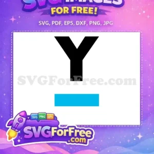 A free bold black stylized letter 'Y' design positioned above a vibrant blue horizontal bar. This free SVG is a versatile graphic.
