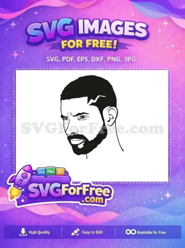 Free vector art showcasing a man with a beard and intense expression, designed for versatile digital projects. High-quality free design.