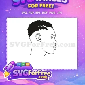 A free design featuring a black and white minimalist profile line art of a person with short, textured hair. Perfect for free creative projects.