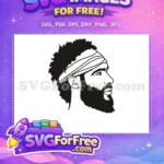 Free Afro Hairstyle Bearded Man Free Headband Afro American Cartoon Free SVG - Instant Download