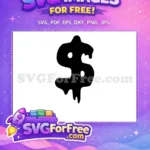 Free Melting Black Dollar Free Dripping Money Finance Symbol Free SVG - Instant Download