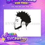 Free Afro American Man Free Spiky Hair Beard Profile Outline Free SVG - Instant Download