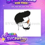 Free Afro American Man Orange Sunglasses Free Stylish Beard Cartoon Free SVG - Instant Download