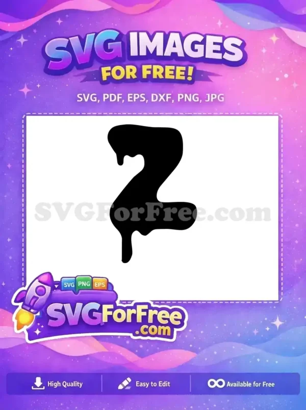 Free dripping number 2 SVG design, perfect for edgy or playful projects. This versatile vector offers creative freedom.