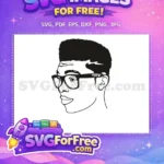 Free High Top Fade Free Thick Glasses Afro American Cartoon Free SVG - Instant Download