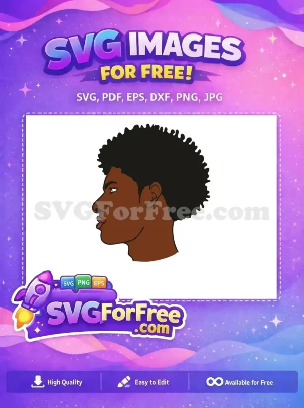 Free Afro Profile Design – Expressive SVG Graphic Free vibrant profile SVG of a person with a bold afro hairstyle, ideal for diverse creative projects. Download this free design now!