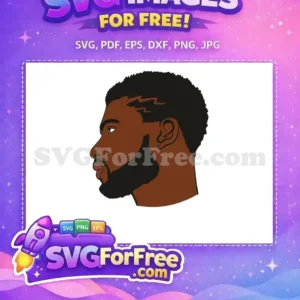 Grab this free design: a man's left profile, dark skin, full beard, and textured afro hair. Perfect free SVG for diverse digital art.