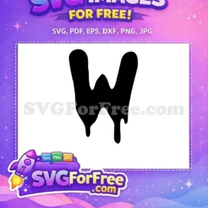 A free dripping black letter 'W' design, perfect for edgy crafts and spooky themes. Download this unique vector now!