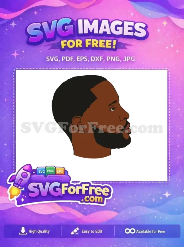 A free SVG of a man's profile, showcasing a modern haircut and beard. Ideal for projects needing diverse representation.
