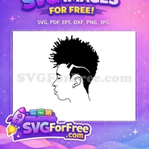 A striking free design featuring a profile of a person with textured, voluminous hair. This free SVG is ready for your projects!
