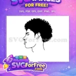 Free Afro Hairstyle Profile Free Black Line Art Afro American Cartoon Free SVG - Instant Download