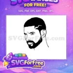 Free Clean Black and White Free Bearded Afro American Drake Free SVG - Instant Download