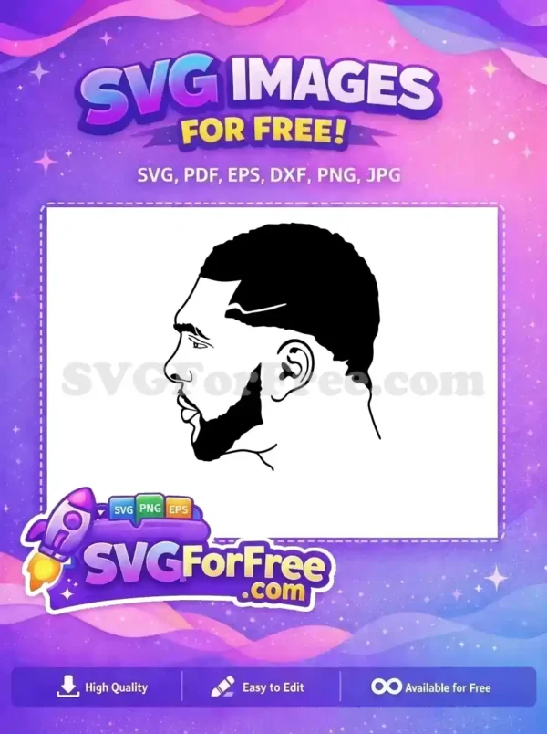 Discover this free design featuring a stylish man's profile, a versatile SVG for all your creative endeavors.