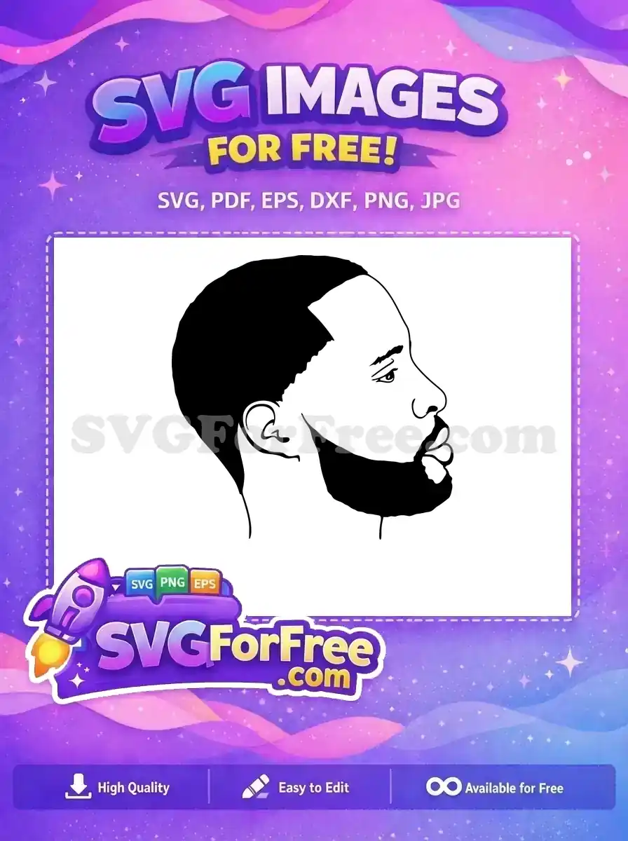 A striking free SVG of a man's profile, featuring a modern haircut and beard, ideal for diverse creative projects.