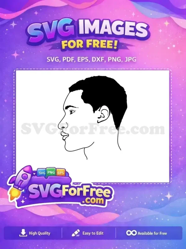 A free minimalist SVG profile of a person's head, showcasing clean lines and a modern aesthetic. Download this free design now!