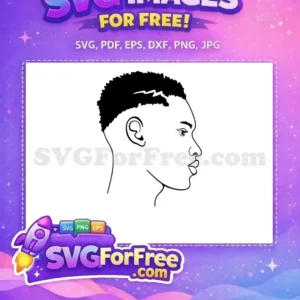 Free Modern Male Profile SVG: Stylish Fade Haircut Design A free SVG of a male profile, featuring a modern fade haircut, presented in clean black and white line art.